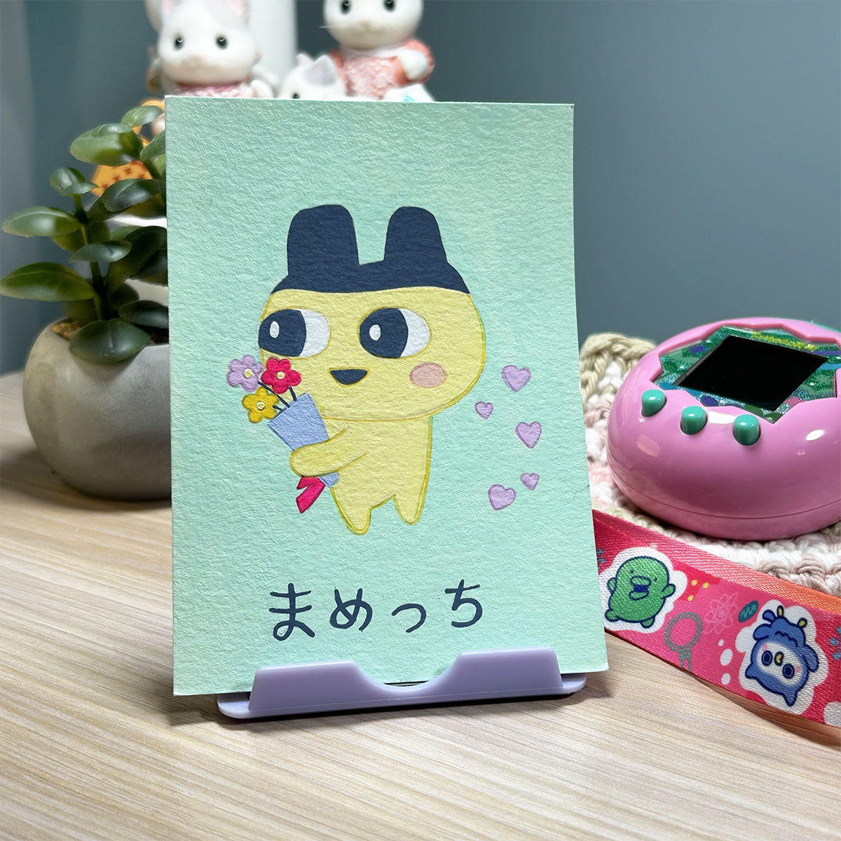 Printable Tamagotchi Art – Mametchi Painting • 3x4” Digital Download