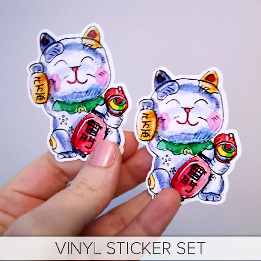 Maneki Neko STICKER SET - Large Vinyl Stickers