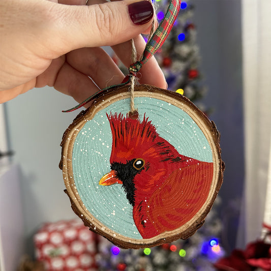 Cardinal - Blue Background 1 ✩ Holiday Ornament