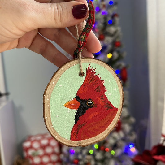 Cardinal - Mint Background ✩ Holiday Ornament