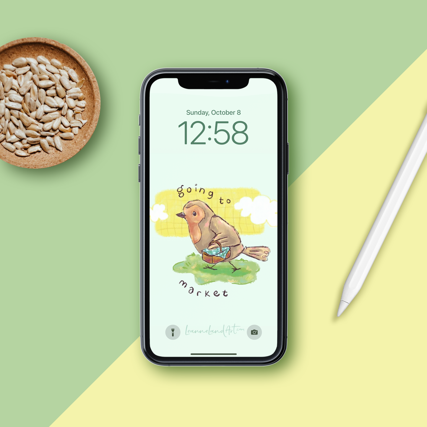 Robin Going to Market • Digital Wallpaper
