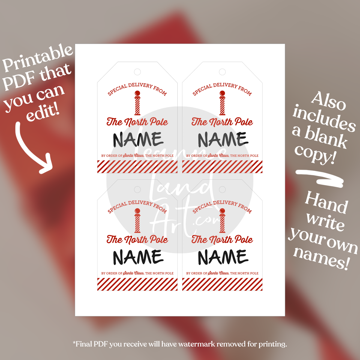 🎅🏼 Printable SANTA Gift Tags - PDF Instant Download