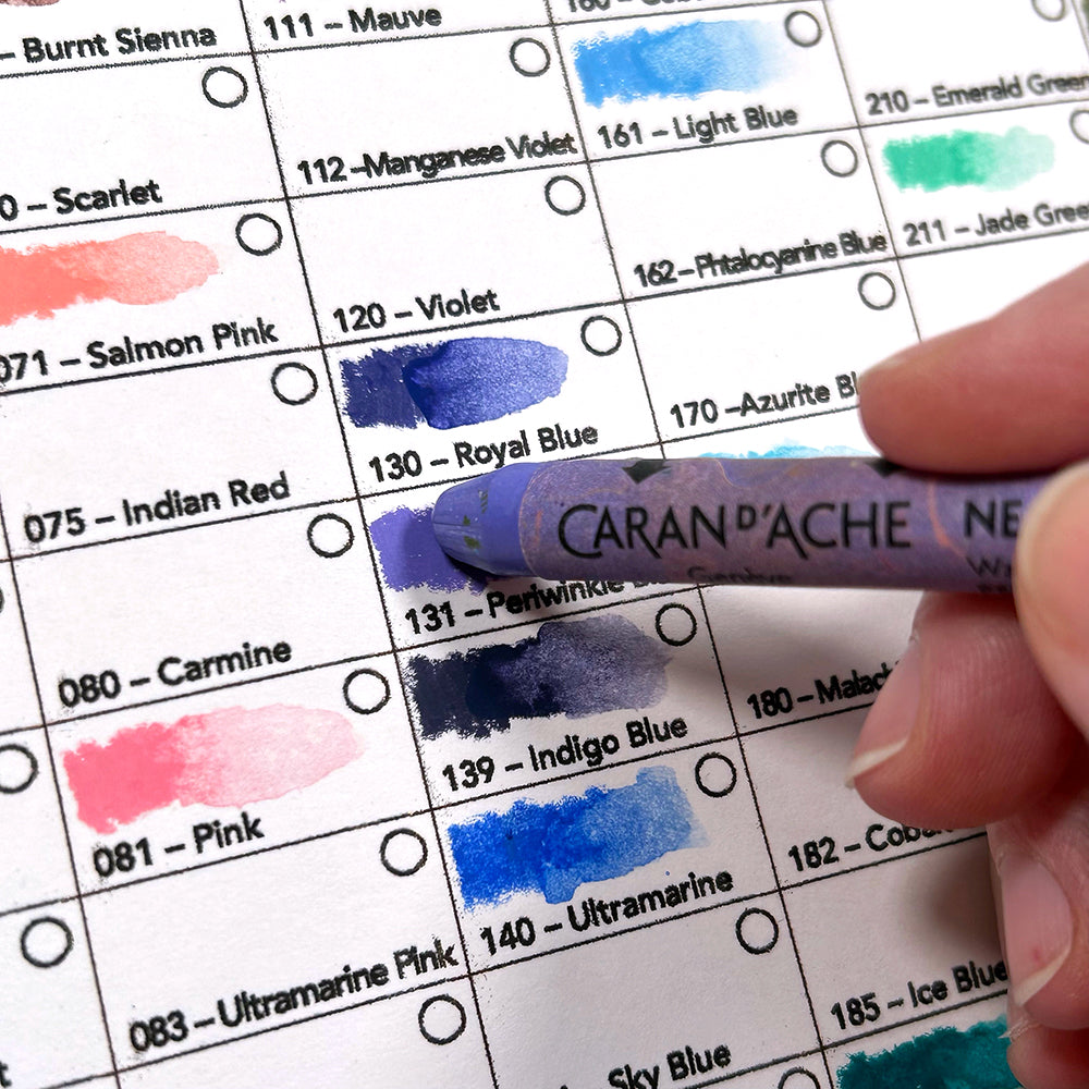 Caran D'Ache Neocolors II Chart - Full Colour Chart - Print and Colour - Easy Art Reference