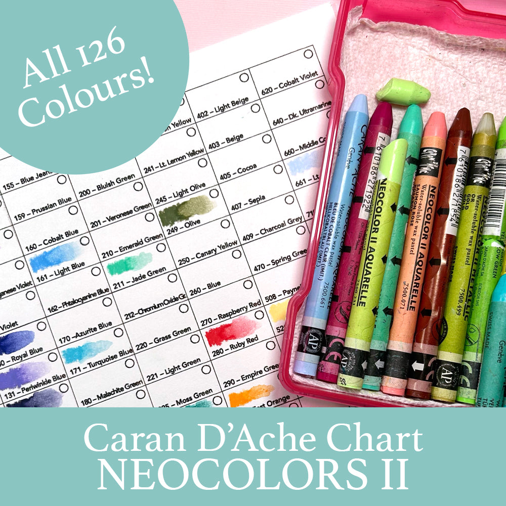 Caran D'Ache Neocolors II Chart - Full Colour Chart - Print and Colour - Easy Art Reference